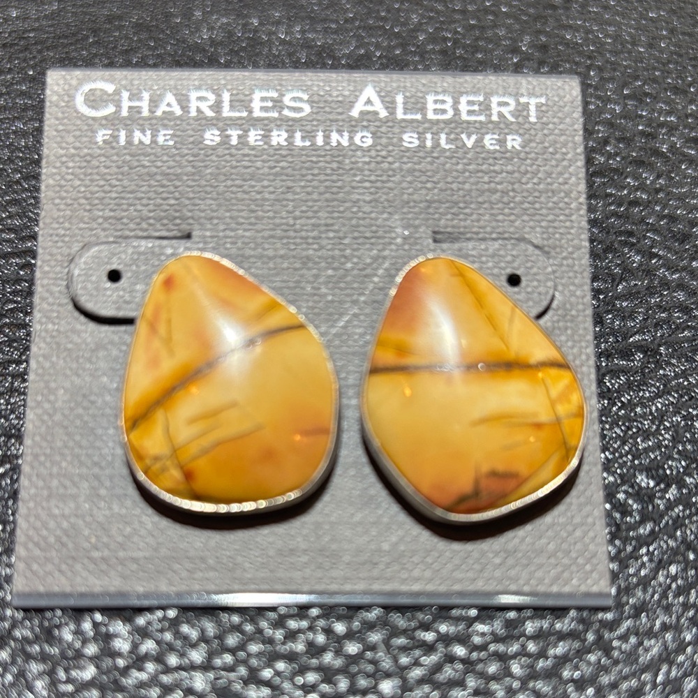 Charles Albert Red Creek Jasper Sterling Silver Earrings